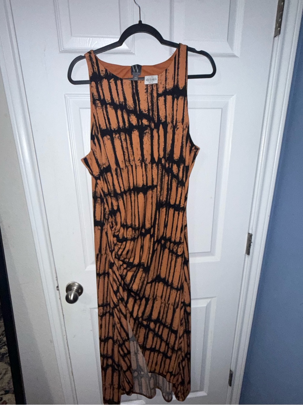 W by Worth Orange and Black Tie-Dye Sleeveless Maxi Dress